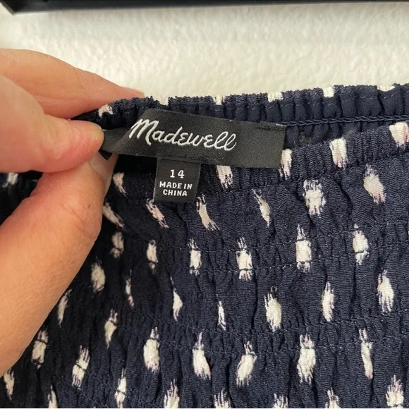 Madewell Midi Skirt Size 14 Shibori Dot Print Smocked Waist - Picture 8 of 10